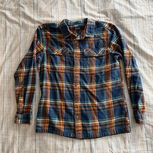 Patagonia Men's Plaid Shirt - Blue and Orange